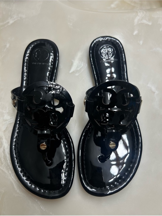 Tory Burch Shoes - Tory Burch Black Patent Logo Thong Sandals - Women